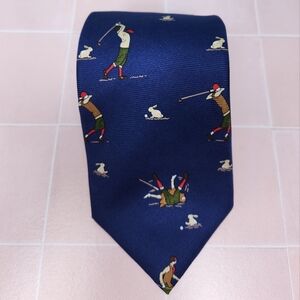J. Crew Blue Golf Pattern Silk Tie